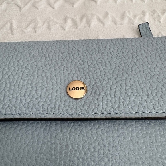 LODIS BLUE Kate Classic Pebbled Leather RFID Slim Large Flap Snap Wallet~UNIQUE - Picture 5 of 12